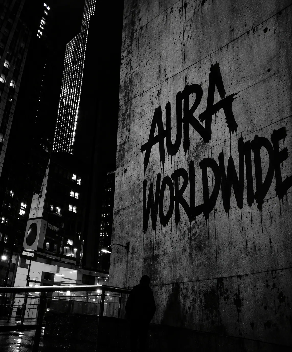 Aura Worldwide — an urban wall in hard shadow